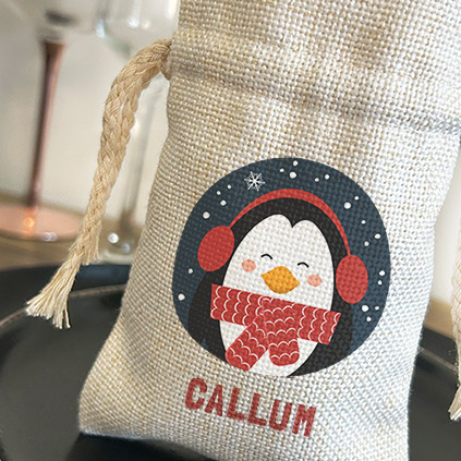 Personalised Mini Christmas Sack Gift Bag Choose Design