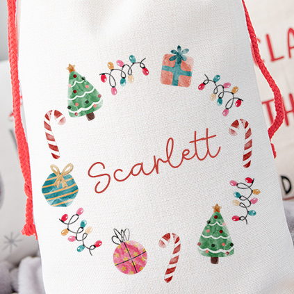 Personalised Christmas Wreath Any Name Santa Sack