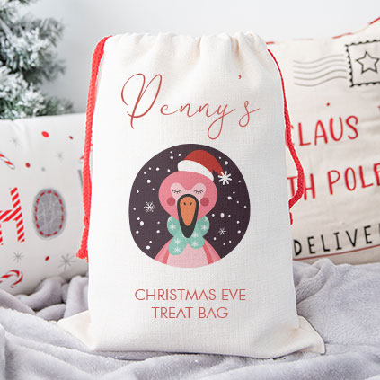 Personalised Childrens Santa Sack - Flamingo