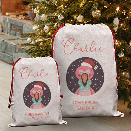 Personalised Childrens Santa Sack - Flamingo