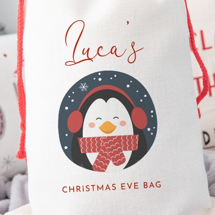 Personalised Childrens Santa Sack - Penguin