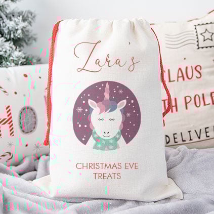 Personalised Childrens Santa Sack - Unicorn