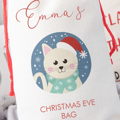 Personalised Childrens Santa Sack - White Cat