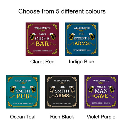 Home Bar Personalised Coaster 5 Colour Choices