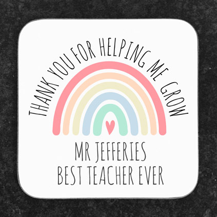 Personalised Coaster - Watercolour Rainbow Teacher Thank You Gift