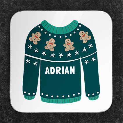 Personalised Christmas Jumper Coaster 6 Colours