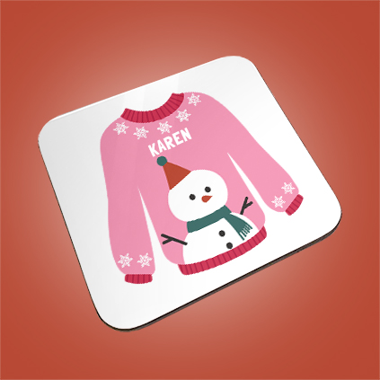 Personalised Christmas Jumper Coaster 6 Colours