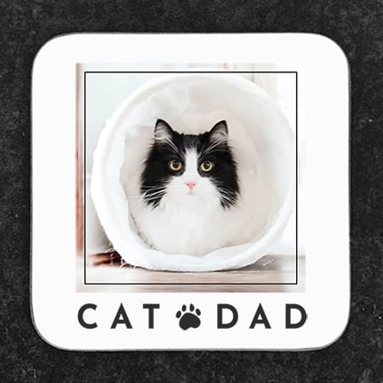 Personalised Cat Dad Photo Upload Coaster