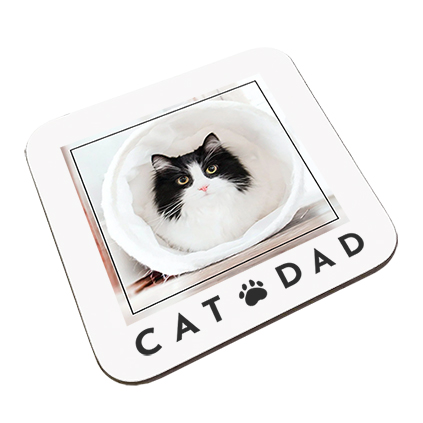 Personalised Cat Dad Photo Upload Coaster