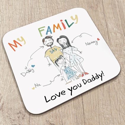 Personalised Children's Drawing Upload Coaster With Message