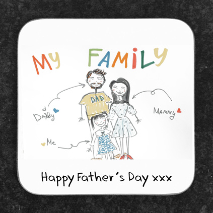 Personalised Children's Drawing Upload Coaster With Message