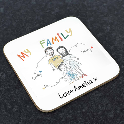 Personalised Children's Drawing Upload Coaster With Message