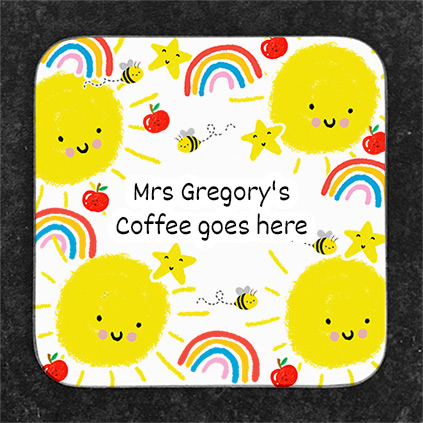 Personalised Thank You Teacher Rainbow Coaster