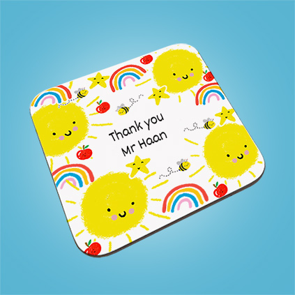 Personalised Thank You Teacher Rainbow Coaster