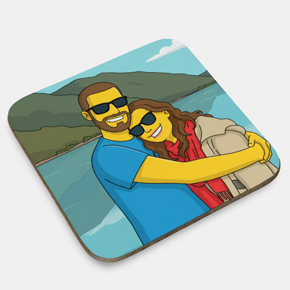 Personalised Yellow Cartoon Photo Upload Coaster