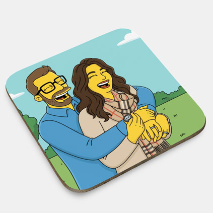 Personalised Yellow Cartoon Photo Upload Coaster