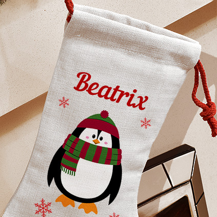 Personalised Penguin Christmas Stocking