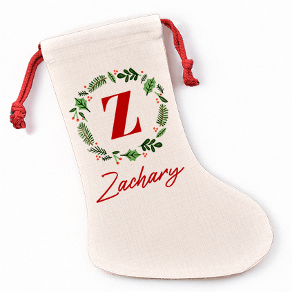 Personalised Christmas Wreath Initial Stocking