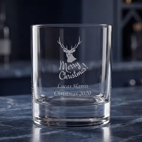 Merry Christmas Personalised Whisky Glass