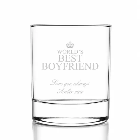 Personalised 'Worlds Best Boyfriend' Whisky Glass