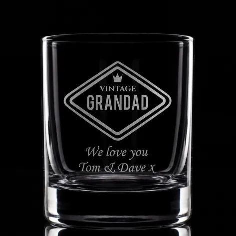 Personalised Vintage Grandad Glass Tumbler