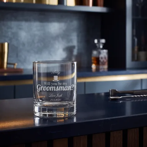 Will You Be My Groomsman Personalised Whisky Glass