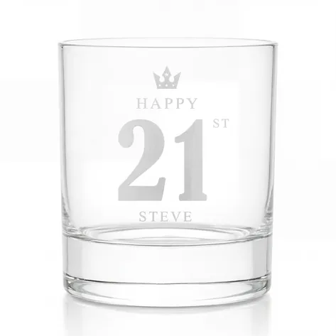 Personalised Whisky Glass - 21st Birthday Crown Personalised Whisky Glass - 21st Birthday Crown