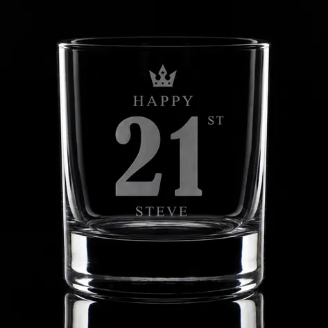 Personalised Whisky Glass - 21st Birthday Crown
