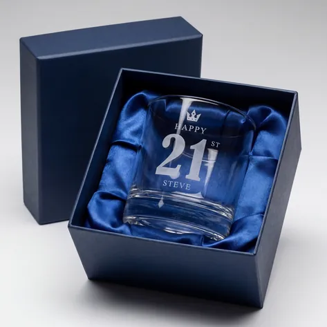 Personalised Whisky Glass - 21st Birthday Crown