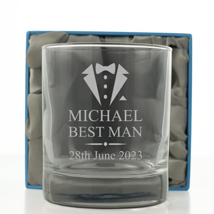 Personalised Wedding Whisky Glass Suit And Tie