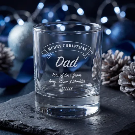 Personalised Merry Christmas Any Message Whiskey Glass