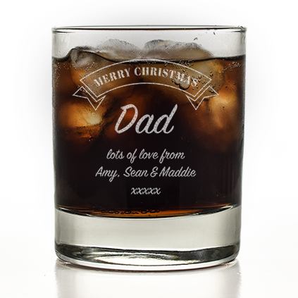Personalised Merry Christmas Any Message Whiskey Glass