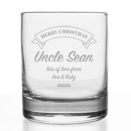 Personalised Merry Christmas Any Message Whiskey Glass