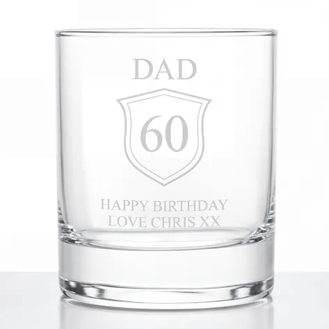 Personalised Birthday Whisky Glass Shield Any Age Personalised Birthday Whisky Glass Shield Any Age