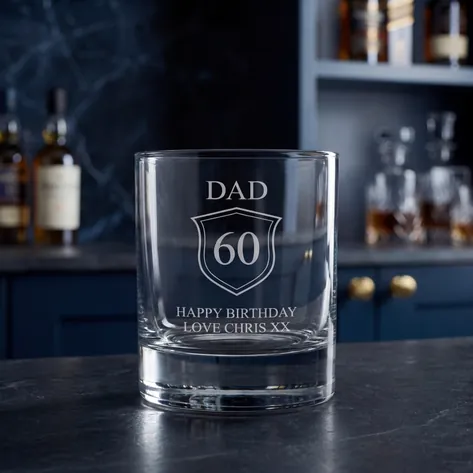 Personalised Birthday Whisky Glass Shield Any Age