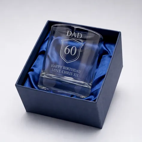 Personalised Birthday Whisky Glass Shield Any Age