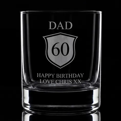 Personalised Birthday Whisky Glass Shield Any Age