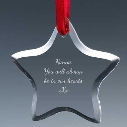 Personalised Star Crystal Bauble Christmas Tree Decoration