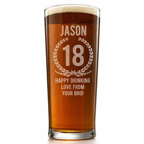 Personalised Pint Glass - Wreath Design Personalised Pint Glass - Wreath Design