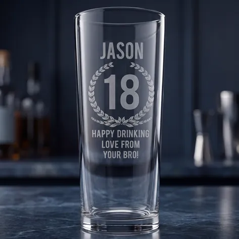 Personalised Pint Glass - Wreath Design