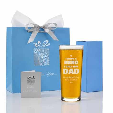 Personalised Pint Glass - I Have A Hero I Call Him Dad