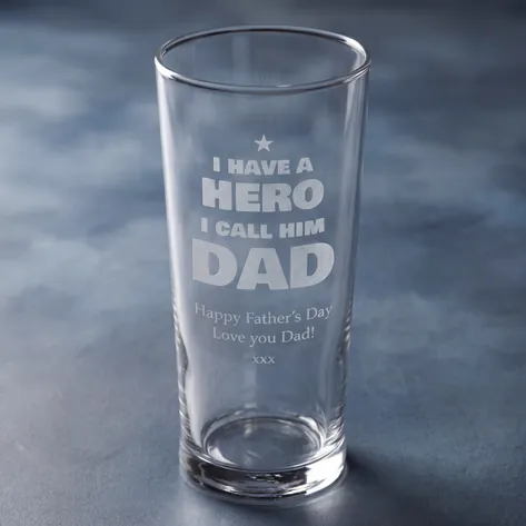 Personalised Pint Glass - I Have A Hero I Call Him Dad