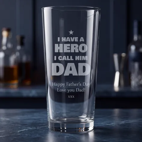 Personalised Pint Glass - I Have A Hero I Call Him Dad
