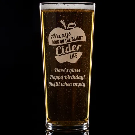 Personalised Pint Glass - Bright Cider Life