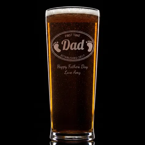 Personalised Pint Glass For A First Time Dad
