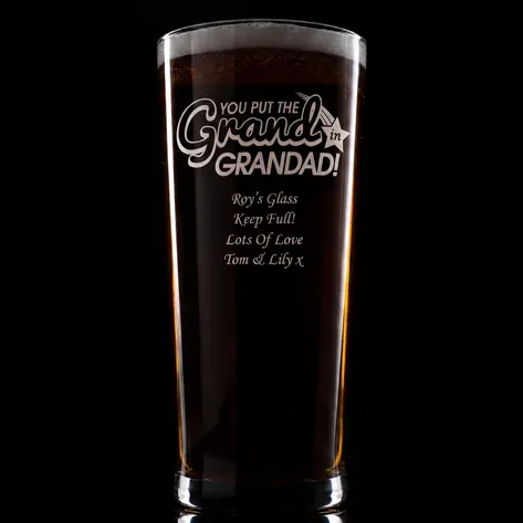 Personalised Grand In Grandad Pint Glass