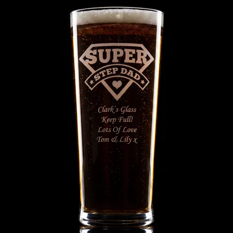 Personalised Super Step Dad Straight Pint Glass
