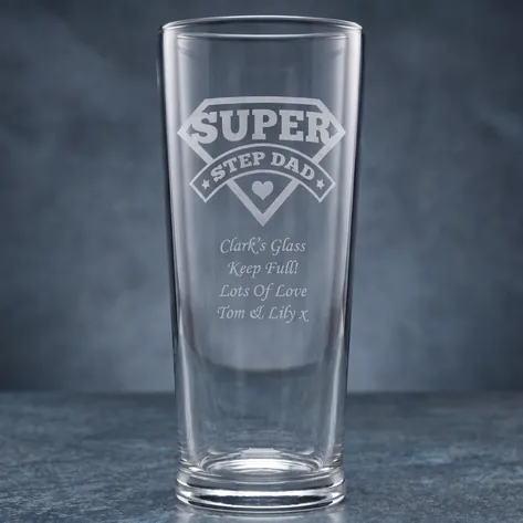 Personalised Super Step Dad Straight Pint Glass