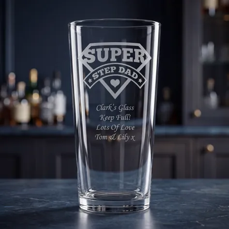 Personalised Super Step Dad Straight Pint Glass