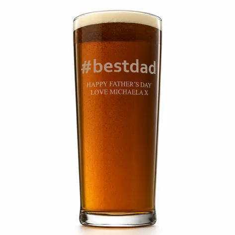 Personalised Hashtag Best Dad Pint Glass